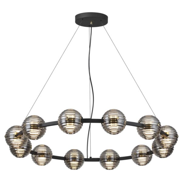 5041/120L L-VISION ODL24 533 черн./золото/дымчатый/металл/стеко Люстра LED 120W 4000К 9364Лм TRONI