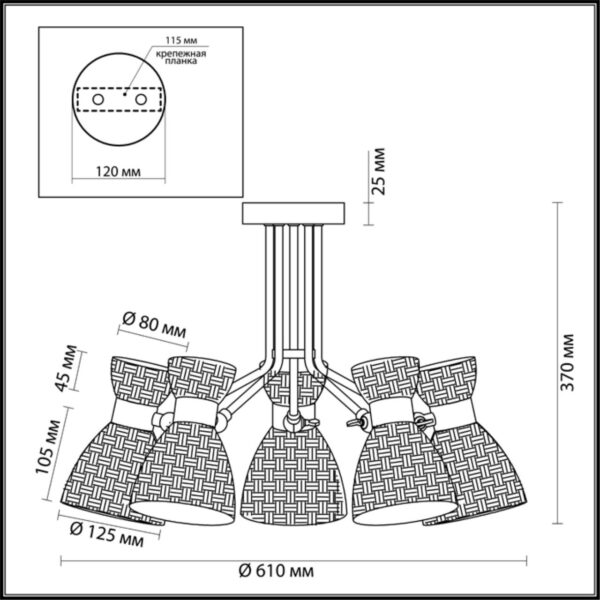 103ec349ed4de13c640c7064303d7347 3704/5C COMFI LN26 110 античная бронза Люстра потолочная E14 5*40W 220V JACKIE