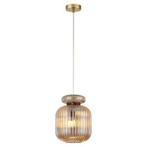 5042/1A PENDANT ODL24 373 античн.бронза/янтарный/металл/стекло/эко.кожа Подвес E27 1*60W JUGI