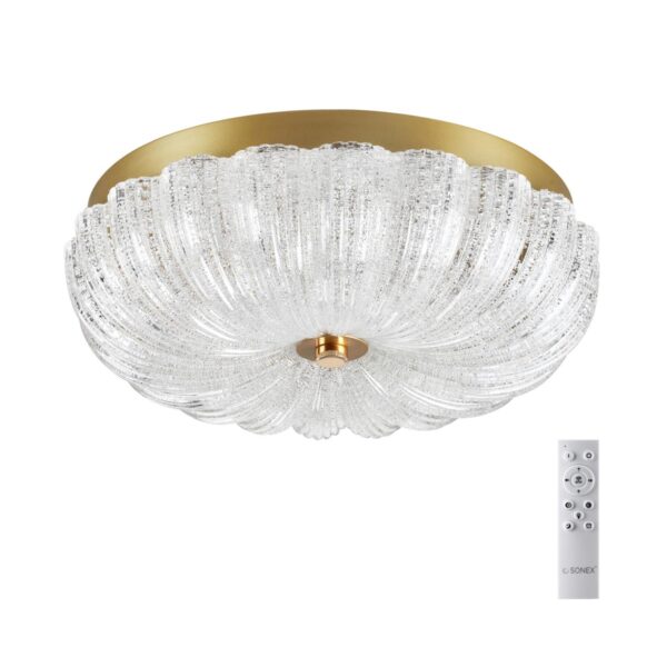 18c9ef5deed040cb2fdbee34c565f277 7719/36L PIKO LED SN 567 Светильник металл/стекло/прозрачный/золотой LED 36Вт 3000-6500K D300 IP20 пульт ДУ TESORO