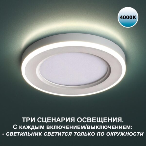 2fc4d943739cc1db1399c1aa7a60e6c1 359012 SPOT NT23 498 белый Светильник встраиваемый светодиодный (три сценария работы) IP20 LED 4000К 6W+3W 100-265V 630Лм SPAN