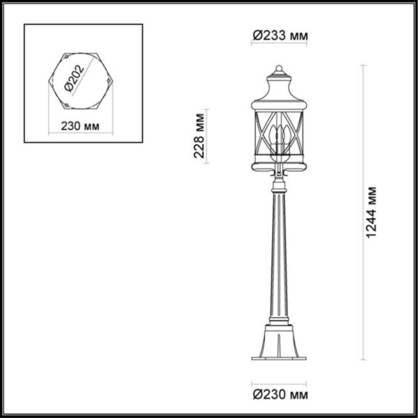 341e1310bc7c8b71cbfc6751165ca74f 4045/3F NATURE ODL18 701 черный/золотая патина Уличный светильник, 124см IP44 E14 3*60W 220V SATION