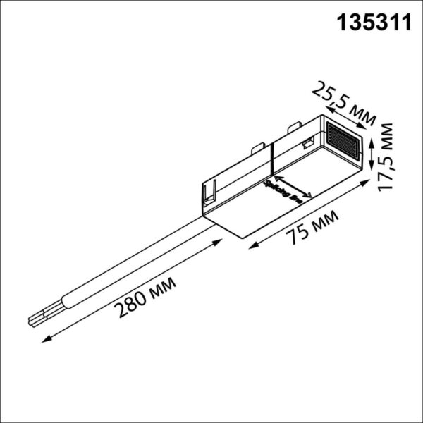 34c24d59db08a928e1d9d2c3efc7f7ed 135311 PORT NT25 206 черный Токопровод (подвод питания) IP20 90-240V VECTOR
