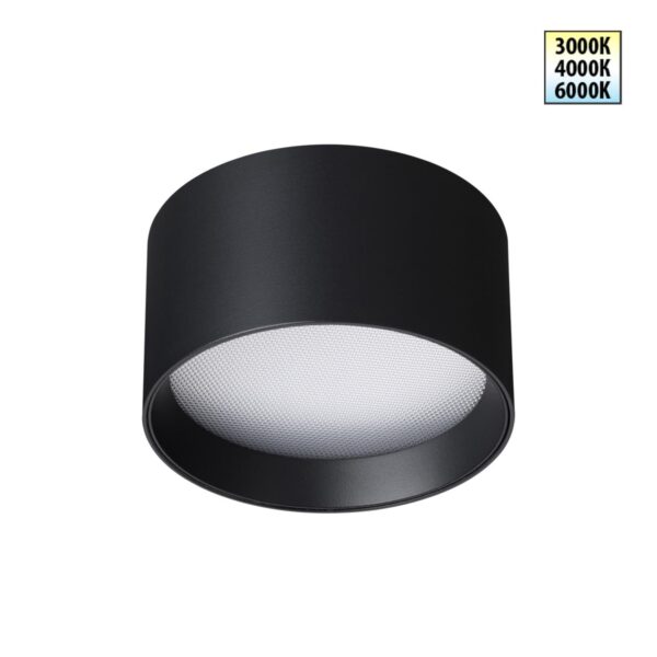 36cd45b44aae14f27dc23ed1a38c2d8a 359595 OVER NT25 000 черный Светильник накладной светодиодный с переключ. цв. температуры IP20 LED 12W 220-240V 3000К4000К6000К ORBIS