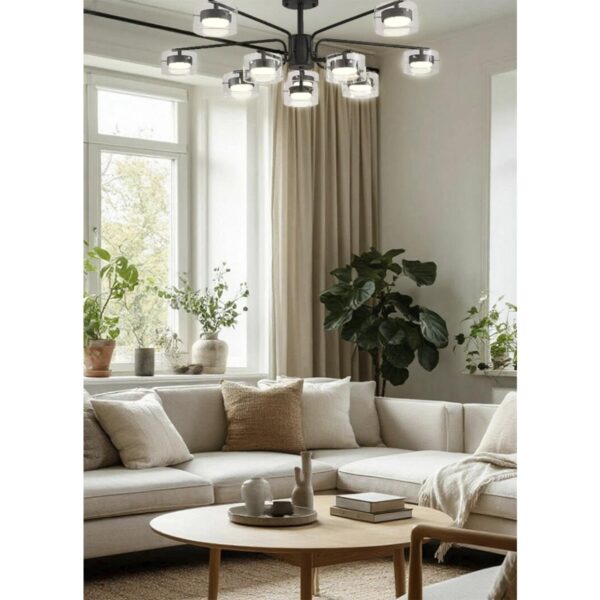 3bbff66bc8aae85096f759c2a45f2daf 8349/10C COMFI LN26 232 черный/прозрачный, металл/стекло Светильник потолочный LED GX53 10*7W 220V NATALINA