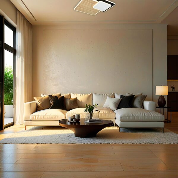 3dce1a047fc73cf1a7d33becc6c0e88c 7737/60L MITRA LED SN 602 Светильник металл/акрил/белый/под дерево/черный LED 60Вт 3000-6500К 440x440 IP20 пульт ДУ PINE