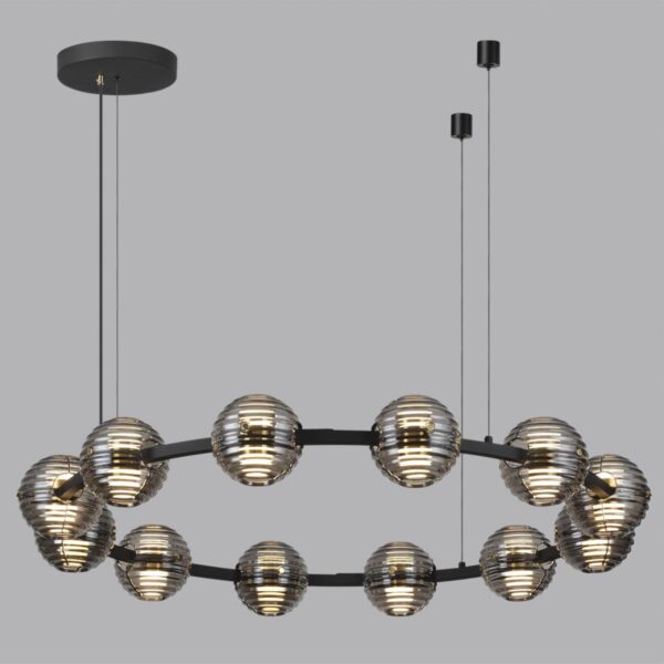 5041/120L L-VISION ODL24 533 черн./золото/дымчатый/металл/стеко Люстра LED 120W 4000К 9364Лм TRONI