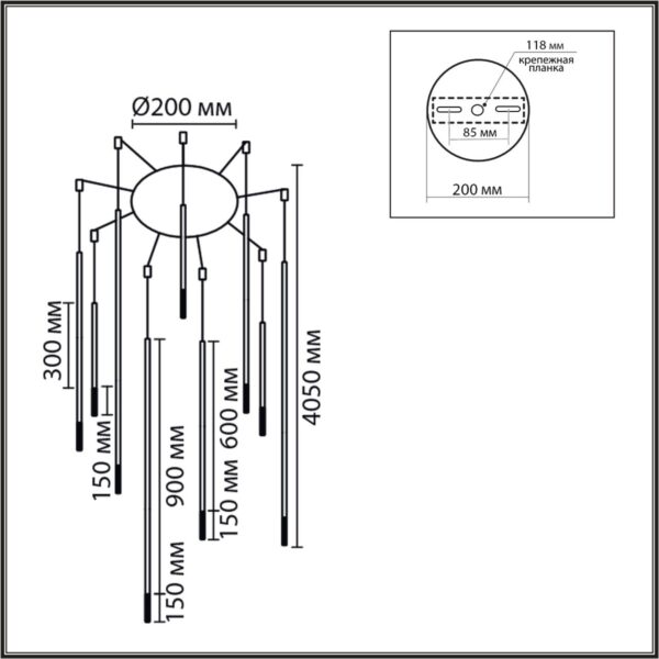 8400/27L LEDIO LN26 000 черный/белый, металл/акрил Люстра LED 27W 3000K 220V STICK