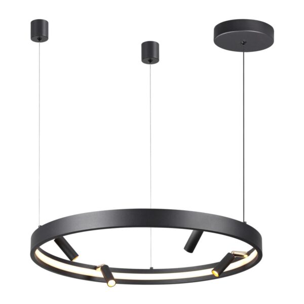 5387a3d5cb4519544ef0bfffdd0d05fc 4317/58L HIGHTECH ODL22 313 металл/черный с золотом Подвесной светильник с пультом ДУ и доп. креплением IP20 LED 45W+15W 1952Лм 3000-6000K FONDA