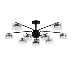 54f3e04211ca751cf8ab8eb6c4f56ec8 8349/10C COMFI LN26 232 черный/прозрачный, металл/стекло Светильник потолочный LED GX53 10*7W 220V NATALINA