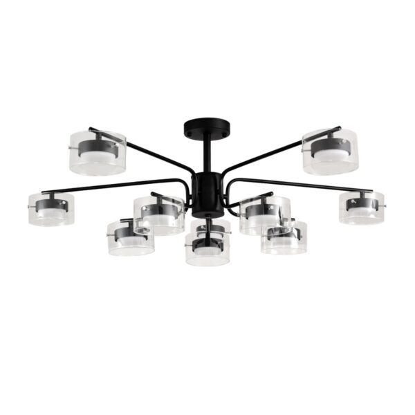 54f3e04211ca751cf8ab8eb6c4f56ec8 8349/10C COMFI LN26 232 черный/прозрачный, металл/стекло Светильник потолочный LED GX53 10*7W 220V NATALINA