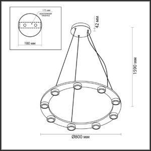 727624154f3a2083c3e59f7c205c900b 6631/75L HIGHTECH ODL24 317 металл/черный/акрил Подвесной круглой светильник IP20 LED 75W 1952Лм 3000K 220V с раздельным вкл. Верх/низ TURMAN