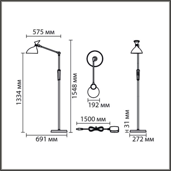 8331/15FL LEDIO LN26 458 черный, металл/пластик Торшер LED 15W 3000/4000/6000K 220-240V ССТ/диммер HORSA