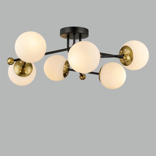 9c3fea67c1d4928ac660cc8c67bf4a0c 6581/6C MODERNI LN26 174 черный, золотой/белый металл /стекло Люстра потолочная E14 6*40W 220V MELODY