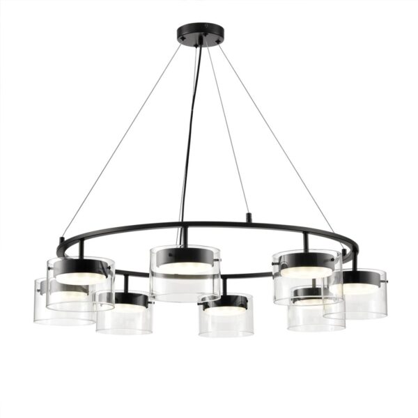 8232/8 COMFI LN26 230 черный/прозрачный, металл/стекло Светильник подвесной LED GX70 8*10W 220V NATALINA