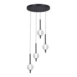 SL6120.403.04_01W SL6120.403.04 Светильник подвесной ST-Luce Черный/Прозрачное кракелированное стекло LED 4*8,5W 3000K