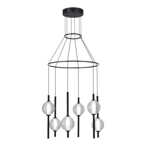 SL6120.403.06_01W SL6120.403.06 Светильник подвесной ST-Luce Черный/Прозрачное кракелированное стекло LED 6*8,5W 3000K