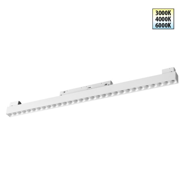 accfb18630a240656cf19bbe22f2a0e7 359624 SHINO NT25 000 белый Трековый светильник для низков. шинопровода с переключ. цв. темпер. IP20 LED 3000К4000К6000К 30W 48V FLUM
