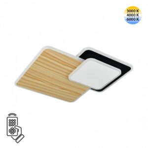 b5b8a3b9f438ec0c45aab1e398c8a02c 7737/60L MITRA LED SN 602 Светильник металл/акрил/белый/под дерево/черный LED 60Вт 3000-6500К 440x440 IP20 пульт ДУ PINE
