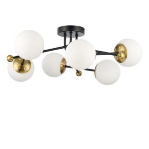bc0c23c26b610083f0931e6c78ef81c2 6581/6C MODERNI LN26 174 черный, золотой/белый металл /стекло Люстра потолочная E14 6*40W 220V MELODY