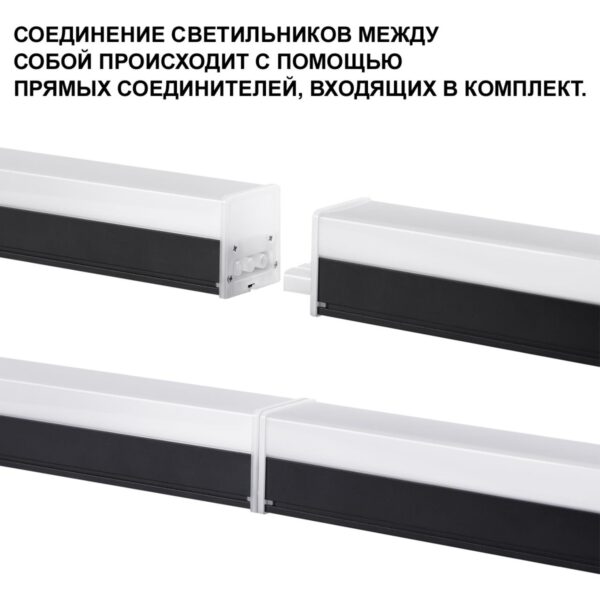 cb6e2951d81739173b35cd3a33f588e0 359110 OVER NT23 058 черный Светильник линейный, в комплекте прямой соединитель,крепёжные планки, сетевой кабель 2м IP20 LED 20W 4000K 100-265V BITS