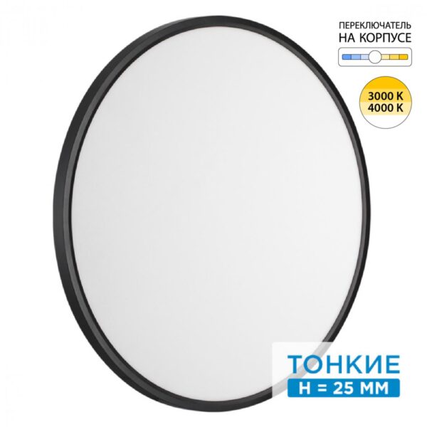 d55d50192baca25df98159a66128b8c4 7660/48L MITRA LED SN 554 Светильник пластик/белый/черный LED 48Вт 3000/4000K D600 IP40 ALFA BLACK