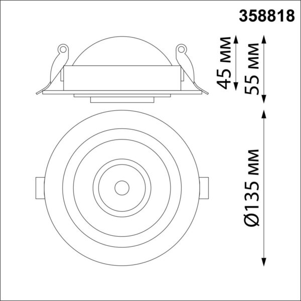 d82bd6bcc522c2b302de3bd50bfefdc8 358818 SPOT NT21 466 черный Светильник встраиваемый светодиодный IP20 LED 18W 1600Лм 4000K 220V GESSO