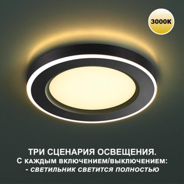 dbdedfbe90674a00c8459e8eb85e8138 359019 SPOT NT23 499 черный Светильник встраиваемый светодиодный (три сценария работы) IP20 LED 3000К 6W+3W 100-265V 630Лм SPAN
