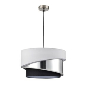 de5dd98a21578093475144243cd0fd20 8040/3 MODERNI LN26 190 никель/белый/серебро/черный, металл/текстиль Подвесной светильник Е27 3*60W 220V INDIRA