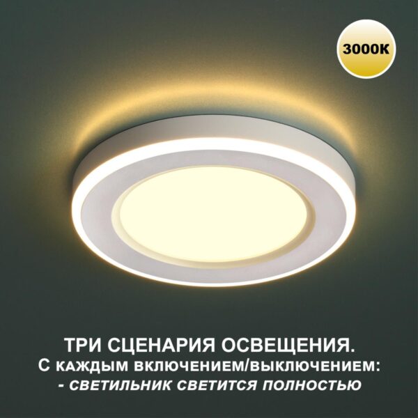 e4ca9fef775c98d768eec28cd87efde9 359018 SPOT NT23 499 белый Светильник встраиваемый светодиодный (три сценария работы) IP20 LED 3000К 6W+3W 100-265V 630Лм SPAN