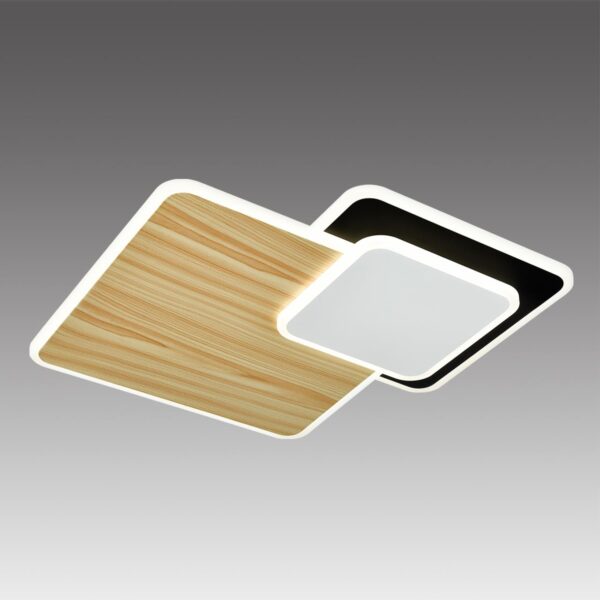 e74fe45560ba65a3d3f5e57e90343391 7737/60L MITRA LED SN 602 Светильник металл/акрил/белый/под дерево/черный LED 60Вт 3000-6500К 440x440 IP20 пульт ДУ PINE