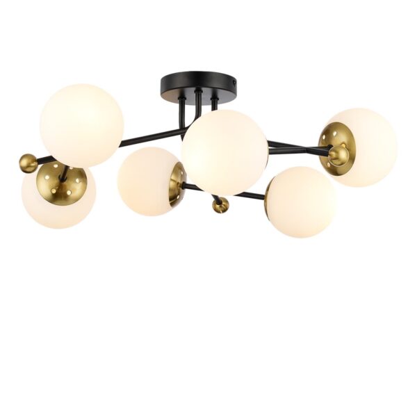 eac0d80193ffb78f65c0f37350509695 6581/6C MODERNI LN26 174 черный, золотой/белый металл /стекло Люстра потолочная E14 6*40W 220V MELODY
