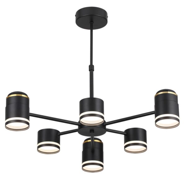 f54cb9e9d01b42ca0274d1677a7b8c19 8234/6C COMFI LN25 000 черный, металл/акрил Люстра потолочная GX53 LED 6*10W + LED-проектор 3*5W 2700К 220V VIRSAVA
