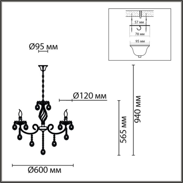 8190/5 CLASSI LN26 094 античная бронза, металл/хрусталь Люстра E14 5*40W 220V LINN