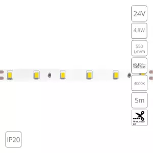 Светодиодная лента 24V 4,8W/m 4000К 5м IP20 Arte Lamp TAPE A2406008-02-4K Светодиодная лента 24V 4,8W/m 4000К 5м IP20 Arte Lamp TAPE A2406008-02-4K