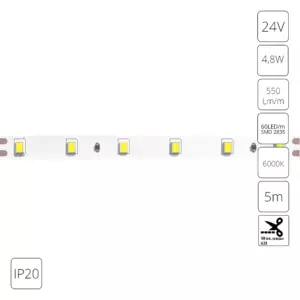 Светодиодная лента 24V 4,8W/m 6000К 5м IP20 Arte Lamp TAPE A2406008-03-6K Светодиодная лента 24V 4,8W/m 6000К 5м IP20 Arte Lamp TAPE A2406008-03-6K
