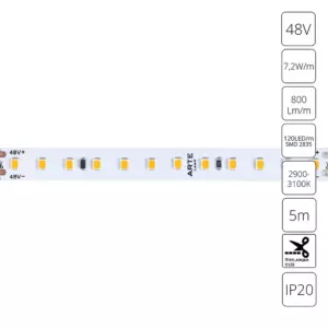 Светодиодная лента 48V 7,2W/m 3000К 5м Arte Lamp TAPE A4812010-01-3K Светодиодная лента 48V 7,2W/m 3000К 5м Arte Lamp TAPE A4812010-01-3K