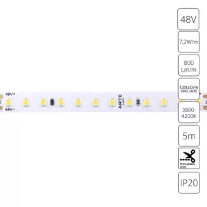 Светодиодная лента 48V 7,2W/m 4000К 5м Arte Lamp TAPE A4812010-02-4K Светодиодная лента 48V 7,2W/m 4000К 5м Arte Lamp TAPE A4812010-02-4K