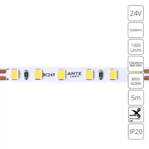 Светодиодная лента 24V 9,6W/m 4000К 5м Arte Lamp TAPE A2412005-02-4K Светодиодная лента 24V 9,6W/m 4000К 5м Arte Lamp TAPE A2412005-02-4K