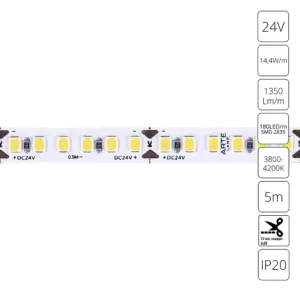 Светодиодная лента 24V 14,4W/m 4000К 5м Arte Lamp TAPE A2418008-02-4K Светодиодная лента 24V 14,4W/m 4000К 5м Arte Lamp TAPE A2418008-02-4K